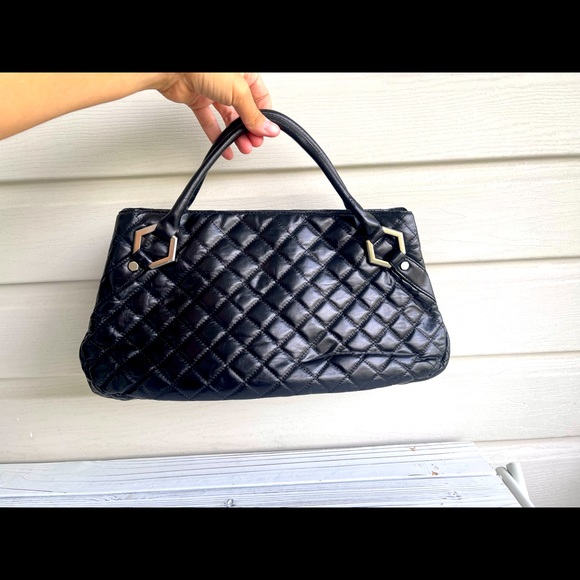 Hype Black Quilted Leather Hand Bag. - Picture 2 of 6
